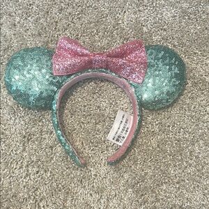 Disney Sequin Mouse Ears with Pink Bow
